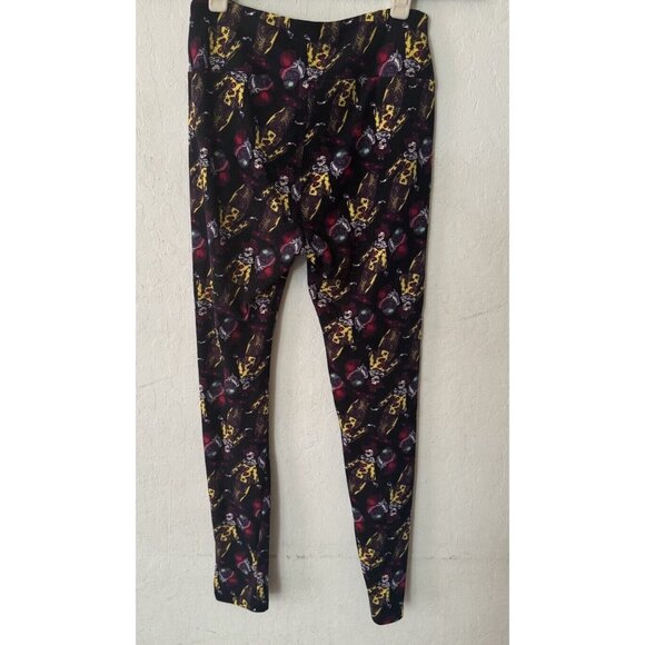 LuLaRoe Womens Leggings OS Clown Circus Halloween Scary Balloons Black Yellow - Picture 1 of 5